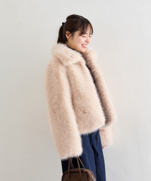 U by SPICK&SPAN(ユーバイスピックアンドスパン)の「HAVELESS/ハブレス HAILEE FAIUX FUR JACKET(その他アウター・レディース・ベージュ系その他・SMALL)」の4枚目の写真