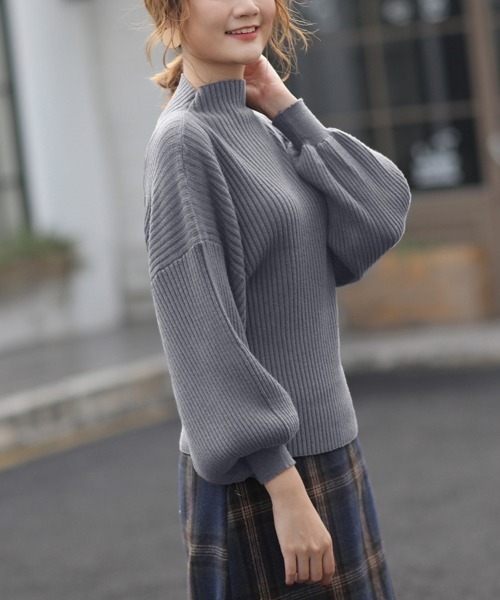 ReRe(リリ)の「バルーンスリーブハイネックニットセーター(ニット/セーター・レディース・ブラック/グレイッシュベージュ/グレー/ブラウン/ベージュ・FREE)」の16枚目の写真