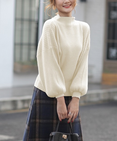 ReRe(リリ)の「バルーンスリーブハイネックニットセーター(ニット/セーター・レディース・ブラック/グレイッシュベージュ/グレー/ブラウン/ベージュ・FREE)」の18枚目の写真