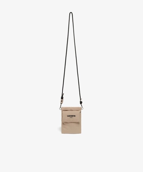 LACOSTE グレー ショルダーバッグ バーチカルスマホバッグ LACOSTE 