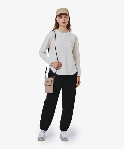 レディース LACOSTE ホワイト スマホショルダーバッグ