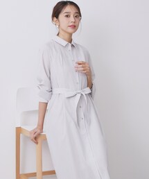 index（インデックス）の「ラメストライプシャツワンピース【洗濯機OK/イージーアイロン】（ワンピース・レディース）」