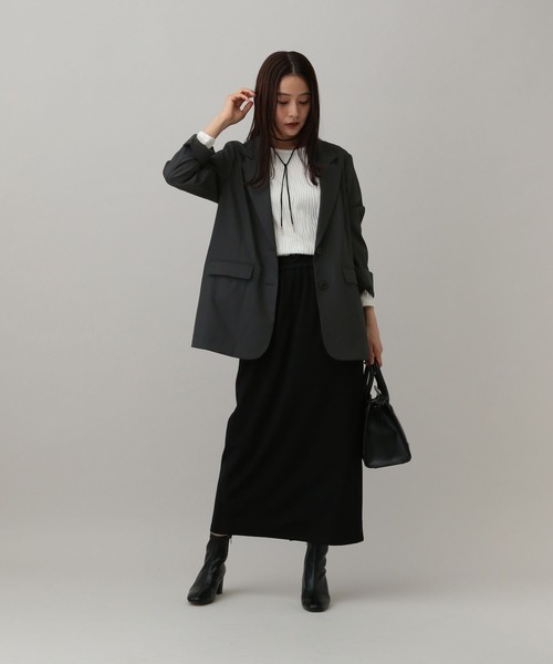 GLOBAL WORK（グローバルワーク）の「MATINEE LINE/ツイルストレッチ/シングルテーラードジャケット/583769（テーラードジャケット・レディース・ダークグレー/ブラウン系その他/ライトベージュ・SMALL/MEDIUM/LARGE）」の6枚目の写真