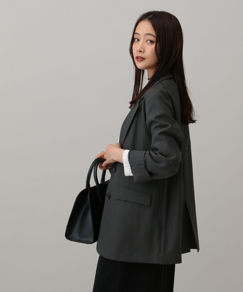 GLOBAL WORK（グローバルワーク）の「MATINEE LINE/ツイルストレッチ/シングルテーラードジャケット/583769（テーラードジャケット・レディース・ダークグレー/ブラウン系その他/ライトベージュ・SMALL/MEDIUM/LARGE）」の8枚目の写真