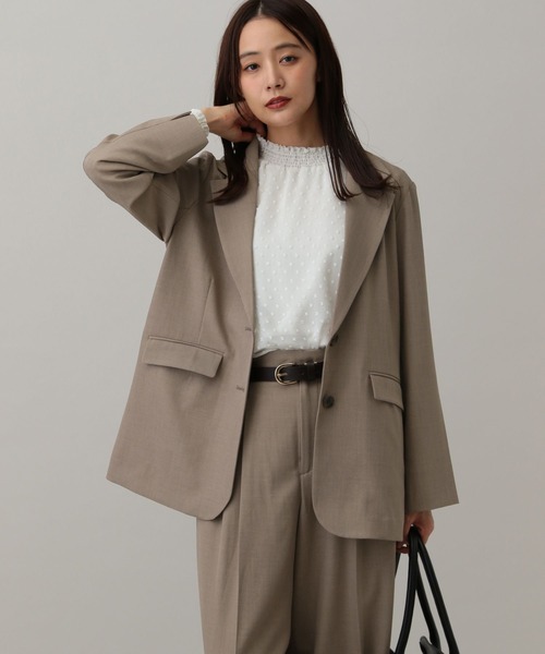 GLOBAL WORK（グローバルワーク）の「MATINEE LINE/ツイルストレッチ/シングルテーラードジャケット/583769（テーラードジャケット・レディース・ダークグレー/ブラウン系その他/ライトベージュ・SMALL/MEDIUM/LARGE）」の12枚目の写真