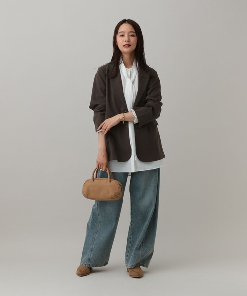 GLOBAL WORK（グローバルワーク）の「MATINEE LINE/ツイルストレッチ/シングルテーラードジャケット/583769（テーラードジャケット・レディース・ダークグレー/ブラウン系その他/ライトベージュ・SMALL/MEDIUM/LARGE）」の16枚目の写真