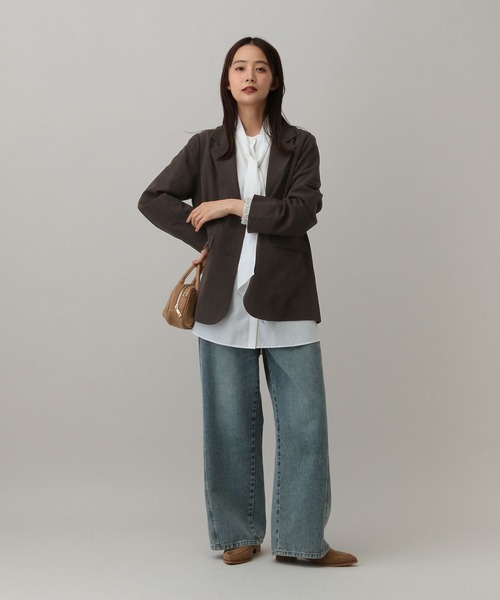 GLOBAL WORK（グローバルワーク）の「MATINEE LINE/ツイルストレッチ/シングルテーラードジャケット/583769（テーラードジャケット・レディース・ダークグレー/ブラウン系その他/ライトベージュ・SMALL/MEDIUM/LARGE）」の17枚目の写真