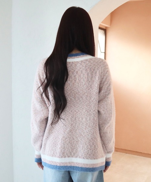 CECIL McBEE（セシルマクビー）の「モヘアミックスカーディガン（カーディガン/ボレロ・レディース・グレー/ピンク/ベージュ・MEDIUM）」の4枚目の写真