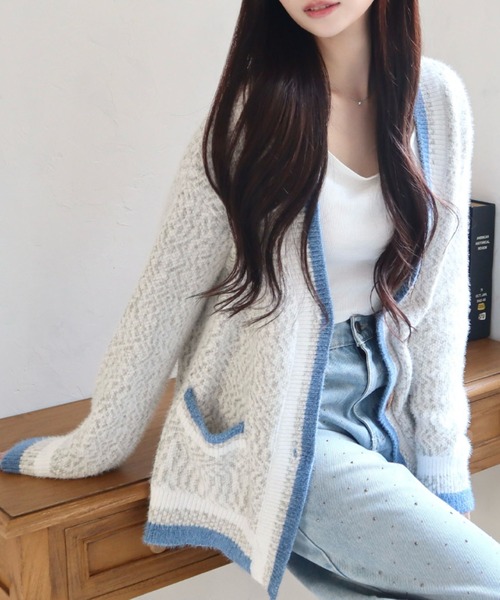 CECIL McBEE（セシルマクビー）の「モヘアミックスカーディガン（カーディガン/ボレロ・レディース・グレー/ピンク/ベージュ・MEDIUM）」の15枚目の写真