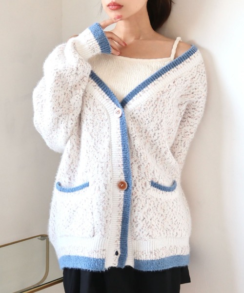 CECIL McBEE（セシルマクビー）の「モヘアミックスカーディガン（カーディガン/ボレロ・レディース・グレー/ピンク/ベージュ・MEDIUM）」の11枚目の写真