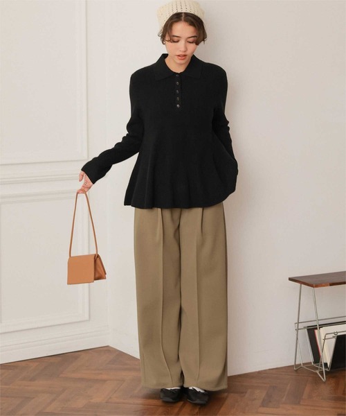 titivate(ティティベイト)の「裏起毛センタープレスワイドパンツ(その他パンツ・レディース・アイボリー/キャメル/ネイビー/ブラック・L/S/M)」の20枚目の写真
