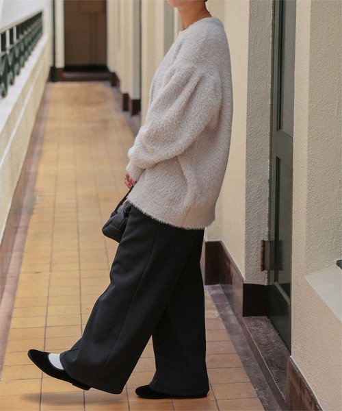 titivate(ティティベイト)の「裏起毛センタープレスワイドパンツ(その他パンツ・レディース・アイボリー/キャメル/ネイビー/ブラック・L/S/M)」の12枚目の写真