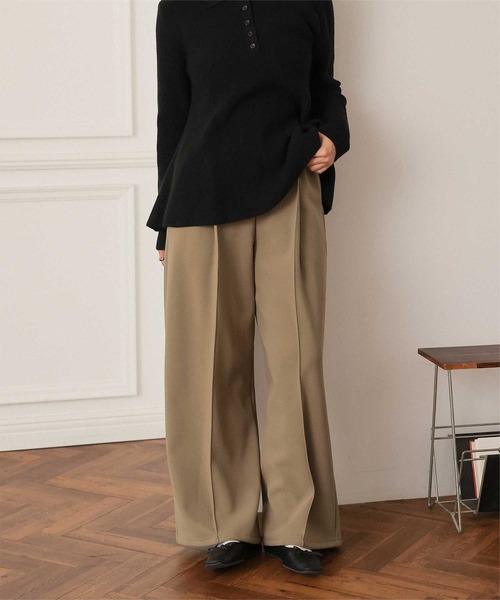 titivate(ティティベイト)の「裏起毛センタープレスワイドパンツ(その他パンツ・レディース・アイボリー/キャメル/ネイビー/ブラック・L/S/M)」の5枚目の写真