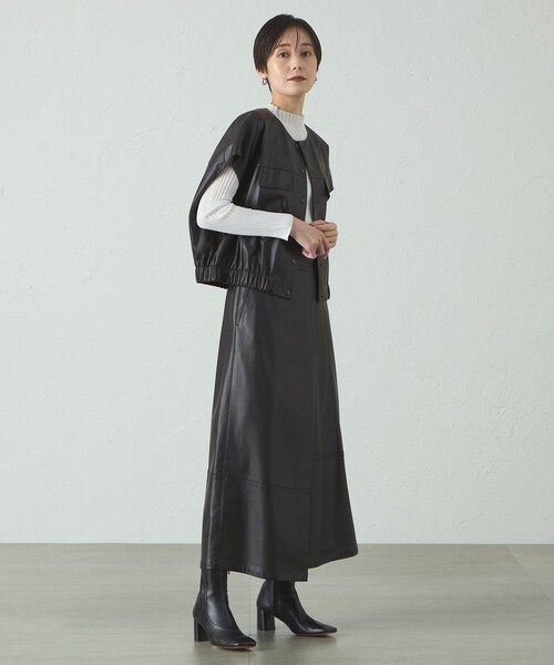 CAST:（キャストコロン）の「【着回し抜群/イージーケア】フェイクレザースカート（スカート・レディース・ブラック/ブラウン系その他5・L/S/M）」の4枚目の写真