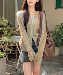 i-dare（アイディア）の「【i-dare】ニュアンス配色スリットデザインセーター（ニット/セーター）」