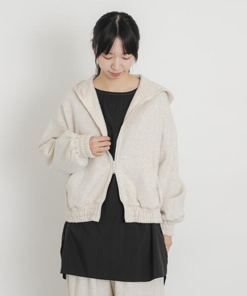 EKAL(エカル)の「ボタニルプライム裏起毛ZIPパーカー(パーカー・レディース・ホワイト系その他/ブラック・ONE)」の3枚目の写真