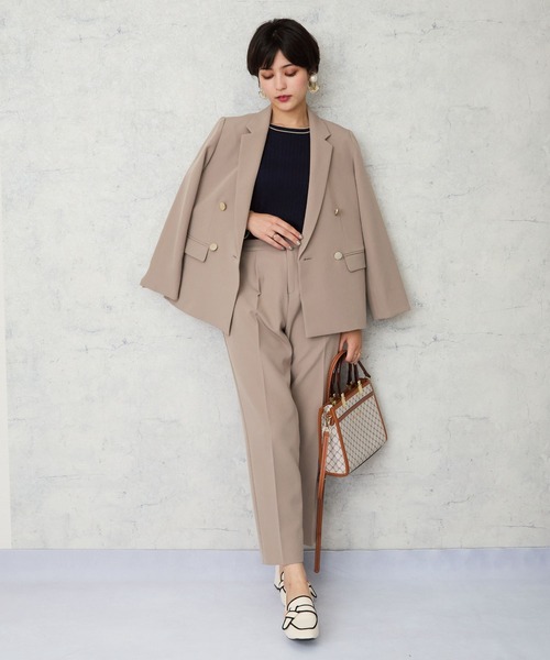 JETSET SOLO PLUS （ジェットセットソロプラス）の「【JETSET SOLO PLUS】Wクロス テーパードパンツ（その他パンツ・レディース・チャコール/ベージュ・FREE）」の6枚目の写真