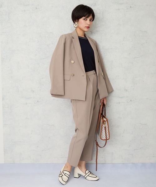 JETSET SOLO PLUS （ジェットセットソロプラス）の「【JETSET SOLO PLUS】Wクロス テーパードパンツ（その他パンツ・レディース・チャコール/ベージュ・FREE）」の7枚目の写真