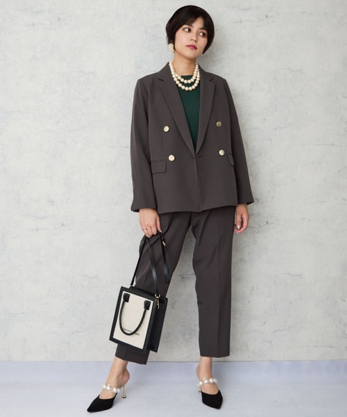 JETSET SOLO PLUS （ジェットセットソロプラス）の「【JETSET SOLO PLUS】Wクロス テーパードパンツ（その他パンツ・レディース・チャコール/ベージュ・FREE）」の10枚目の写真