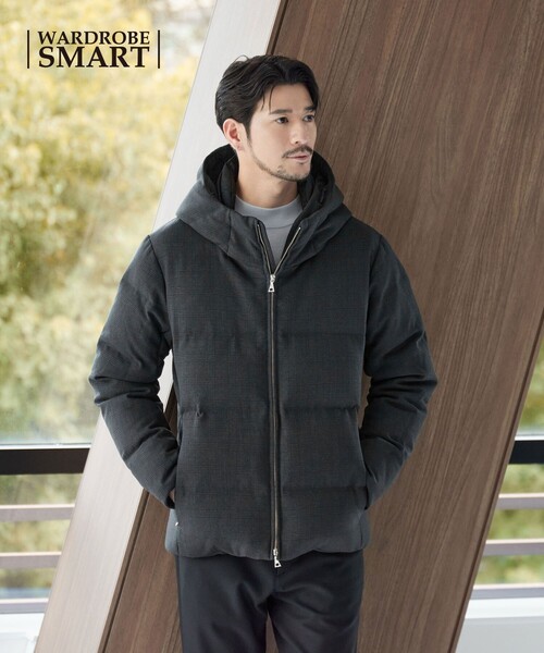 WEB限定 WARDROBE SMART】LANATEC フード ダウンジャケット（ダウン