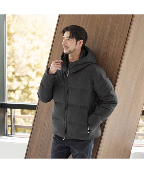 WEB限定 WARDROBE SMART】LANATEC フード ダウンジャケット（ダウン
