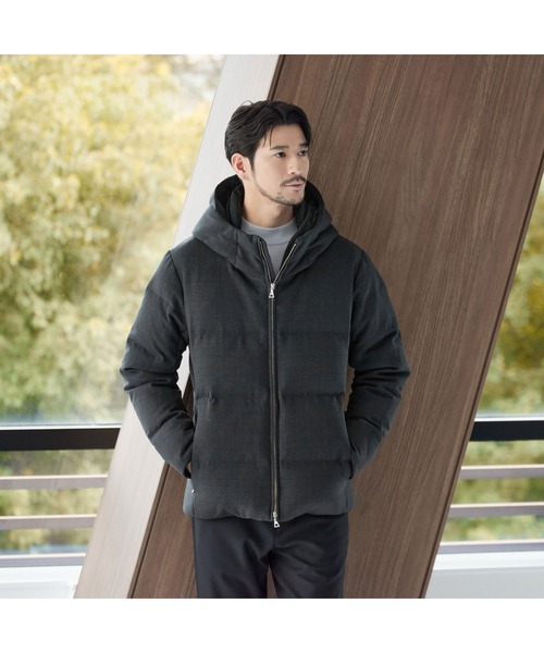WEB限定 WARDROBE SMART】LANATEC フード ダウンジャケット（ダウン
