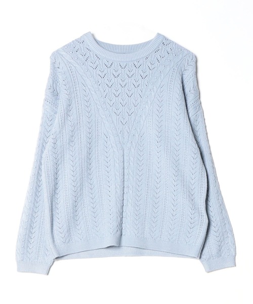 Guess（ゲス）の「Long Sleeves Crew Neck Sylvie Pointelle Sweater ニット セーター （ニット/セーター・レディース・ヘザーグレー/ライトブルー/ライトピンク・X-SMALL/SMALL/MEDIUM/LARGE）」の2枚目の写真