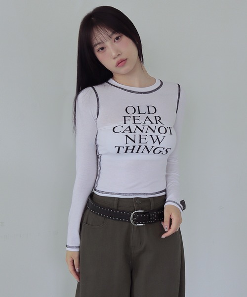 UNE MANSION(ユヌマンション)の「【2025FW新作アイテム】バイカラーオールドステッチ長袖Tシャツカットソー(Tシャツ/カットソー・レディース・ホワイト/グリーン/チャコールグレー/ブラック・FREE)」の1枚目の写真