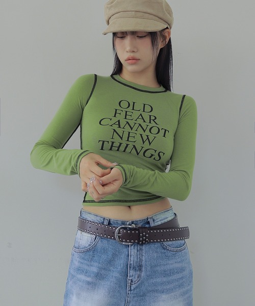 UNE MANSION(ユヌマンション)の「【2025FW新作アイテム】バイカラーオールドステッチ長袖Tシャツカットソー(Tシャツ/カットソー・レディース・ホワイト/グリーン/チャコールグレー/ブラック・FREE)」の4枚目の写真