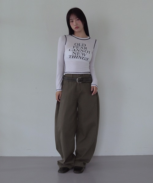UNE MANSION(ユヌマンション)の「【2025FW新作アイテム】バイカラーオールドステッチ長袖Tシャツカットソー(Tシャツ/カットソー・レディース・ホワイト/グリーン/チャコールグレー/ブラック・FREE)」の6枚目の写真
