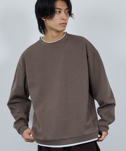 URBAN COLLECTION（アーバンコレクション）の「URBAN COLLECTION Air Smoosy 全方向ストレッチ フェイククルートレーナー（スウェット・メンズ・チャコールグレー/ブラウン/ライトグレー/パープル・XL/L/M/S）」の3枚目の写真