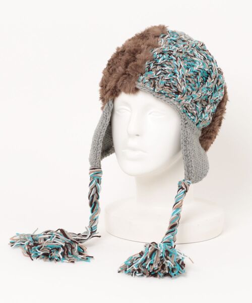 チャイハネ(チャイハネ)の「【チャイハネ】パチシェ耳付きニットキャップ(ニットキャップ/ビーニー・レディース・ベージュ・FREE)」の2枚目の写真