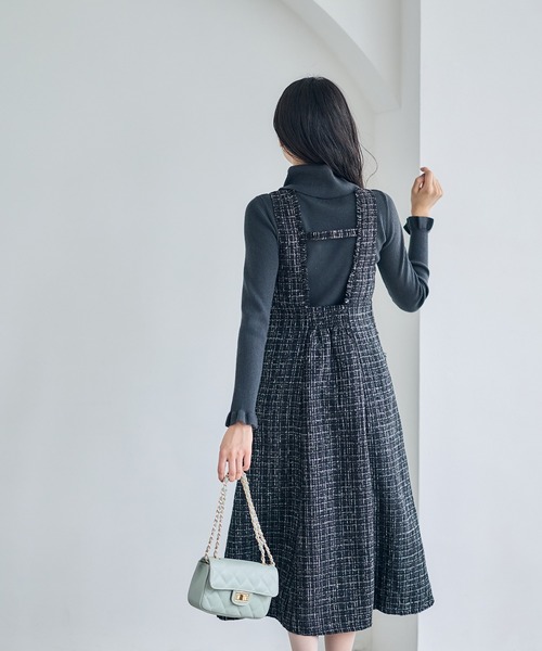 12Twelve Agenda（トゥエルブ　アジェンダ）の「フリンジツイードフレアジャンスカ（ワンピース・レディース・ブラウン/ブラック/グレイッシュベージュ・M）」の13枚目の写真