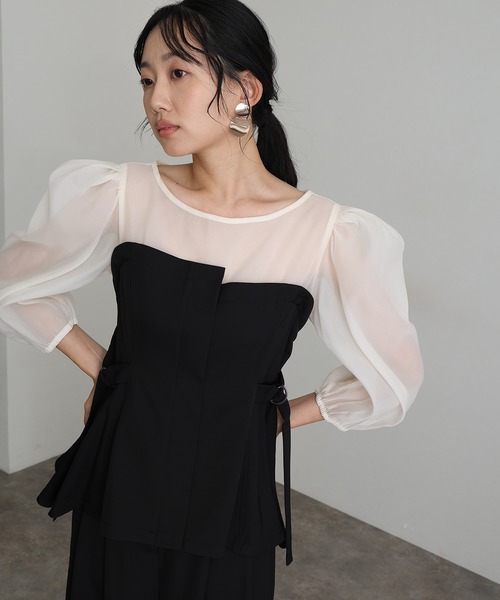 atlo(アトロ)の「セットアップ パンツドレス 結婚式 二次会&ワイド ルーズセパレートパンツセットクルーネック背面ゴムビスチェセレモニー フォーマル ロング丈 オケージョンドレス お呼ばれ 同窓会 成人式 (パンツドレス・レディース・チャコール/ベージュ/ブラック/ブラック系その他・M)」の3枚目の写真