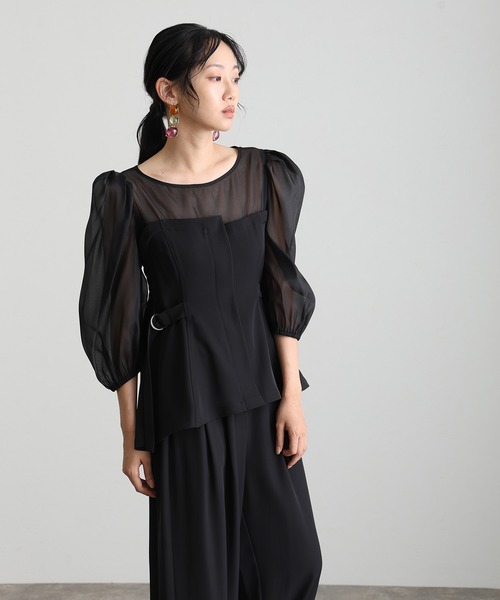 atlo(アトロ)の「セットアップ パンツドレス 結婚式 二次会&ワイド ルーズセパレートパンツセットクルーネック背面ゴムビスチェセレモニー フォーマル ロング丈 オケージョンドレス お呼ばれ 同窓会 成人式 (パンツドレス・レディース・チャコール/ベージュ/ブラック/ブラック系その他・M)」の19枚目の写真