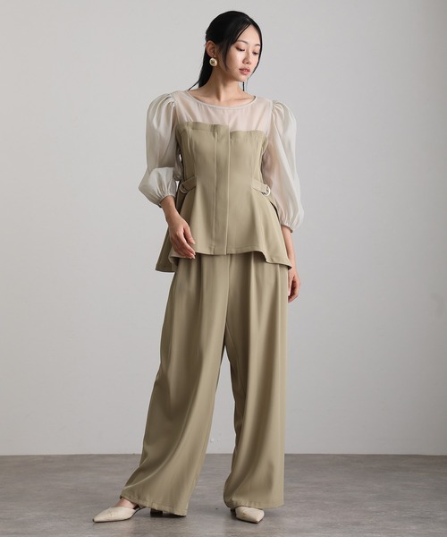 atlo(アトロ)の「セットアップ パンツドレス 結婚式 二次会&ワイド ルーズセパレートパンツセットクルーネック背面ゴムビスチェセレモニー フォーマル ロング丈 オケージョンドレス お呼ばれ 同窓会 成人式 (パンツドレス・レディース・チャコール/ベージュ/ブラック/ブラック系その他・M)」の18枚目の写真