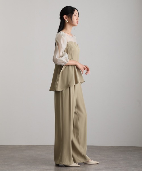 atlo(アトロ)の「セットアップ パンツドレス 結婚式 二次会&ワイド ルーズセパレートパンツセットクルーネック背面ゴムビスチェセレモニー フォーマル ロング丈 オケージョンドレス お呼ばれ 同窓会 成人式 (パンツドレス・レディース・チャコール/ベージュ/ブラック/ブラック系その他・M)」の21枚目の写真