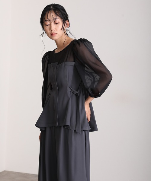 atlo(アトロ)の「セットアップ パンツドレス 結婚式 二次会&ワイド ルーズセパレートパンツセットクルーネック背面ゴムビスチェセレモニー フォーマル ロング丈 オケージョンドレス お呼ばれ 同窓会 成人式 (パンツドレス・レディース・チャコール/ベージュ/ブラック/ブラック系その他・M)」の8枚目の写真