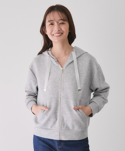 Jayro(ジャイロ)の「ダンボール抜襟フルZIPフーディ(カーディガン/ボレロ・レディース・ダークブラウン/ホワイト系その他/グレー/チャコールグレー・M)」の16枚目の写真