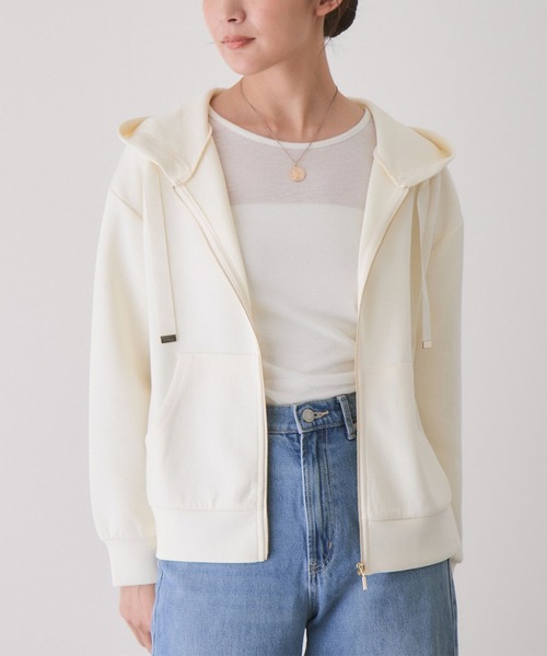 Jayro(ジャイロ)の「ダンボール抜襟フルZIPフーディ(カーディガン/ボレロ・レディース・ダークブラウン/ホワイト系その他/グレー/チャコールグレー・M)」の2枚目の写真