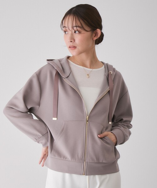 Jayro(ジャイロ)の「ダンボール抜襟フルZIPフーディ(カーディガン/ボレロ・レディース・ダークブラウン/ホワイト系その他/グレー/チャコールグレー・M)」の8枚目の写真