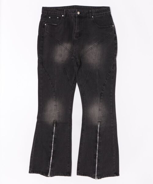 B.I.D.(ビーアイディー)の「《ZIP-FLARE WIDE DENIM》(デニムパンツ・メンズ・ブラック・LARGE)」の1枚目の写真