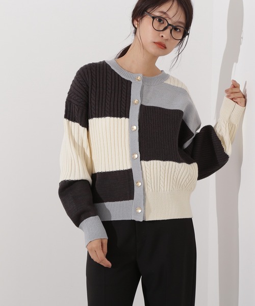 N.（N. Natural Beauty Basic）（エヌエヌナチュラルビューティーベーシック）の「カラーブロッキングカーディガン（カーディガン/ボレロ・レディース・グレー系その他/ブラウン系その他/ピンク系その他・MEDIUM）」の18枚目の写真