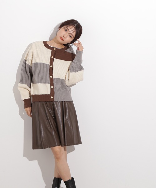 N.（N. Natural Beauty Basic）（エヌエヌナチュラルビューティーベーシック）の「カラーブロッキングカーディガン（カーディガン/ボレロ・レディース・グレー系その他/ブラウン系その他/ピンク系その他・MEDIUM）」の5枚目の写真
