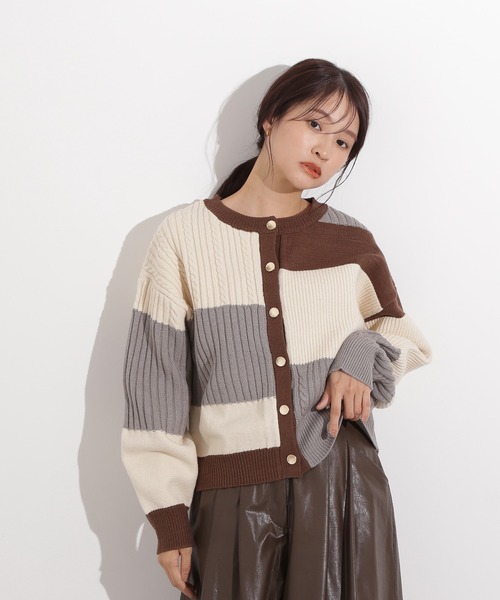 N.（N. Natural Beauty Basic）（エヌエヌナチュラルビューティーベーシック）の「カラーブロッキングカーディガン（カーディガン/ボレロ・レディース・グレー系その他/ブラウン系その他/ピンク系その他・MEDIUM）」の7枚目の写真