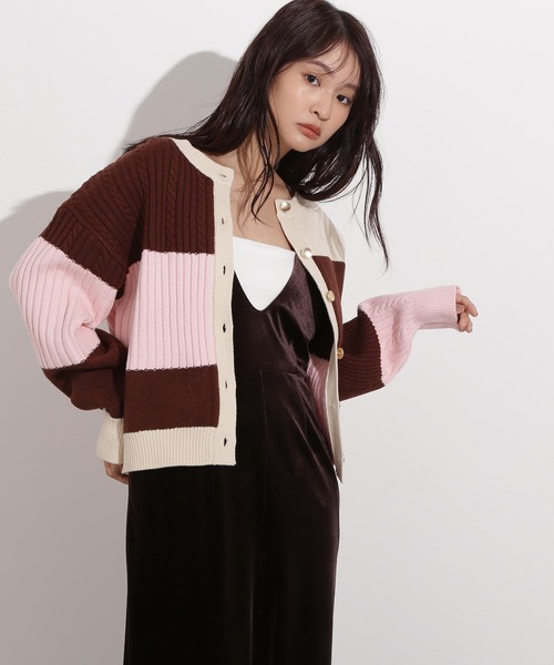 N.（N. Natural Beauty Basic）（エヌエヌナチュラルビューティーベーシック）の「カラーブロッキングカーディガン（カーディガン/ボレロ・レディース・グレー系その他/ブラウン系その他/ピンク系その他・MEDIUM）」の9枚目の写真
