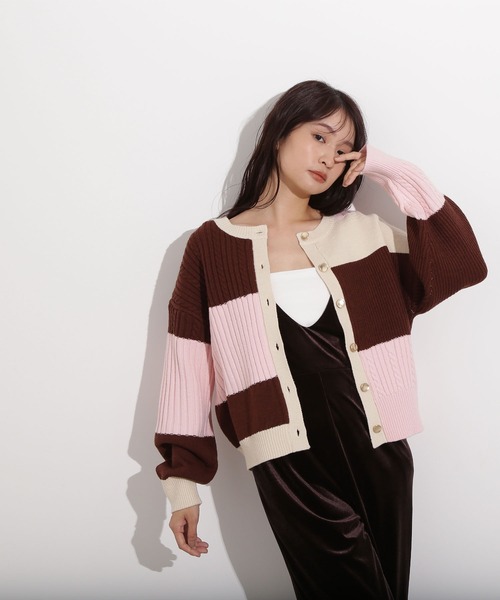 N.（N. Natural Beauty Basic）（エヌエヌナチュラルビューティーベーシック）の「カラーブロッキングカーディガン（カーディガン/ボレロ・レディース・グレー系その他/ブラウン系その他/ピンク系その他・MEDIUM）」の12枚目の写真
