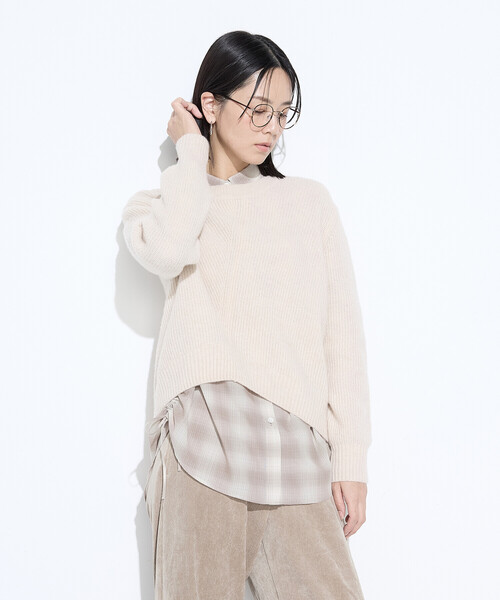 Gabardine K.T（ギャバジンケーティー）の「ウールタムヤーン  マシュマロニット（ニット/セーター・レディース・ブルー/キナリ/ネイビー/グレー・9号）」の12枚目の写真