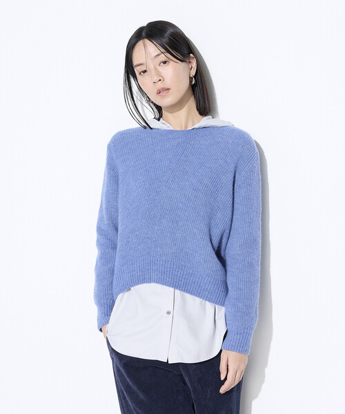 Gabardine K.T（ギャバジンケーティー）の「ウールタムヤーン  マシュマロニット（ニット/セーター・レディース・ブルー/キナリ/ネイビー/グレー・9号）」の9枚目の写真