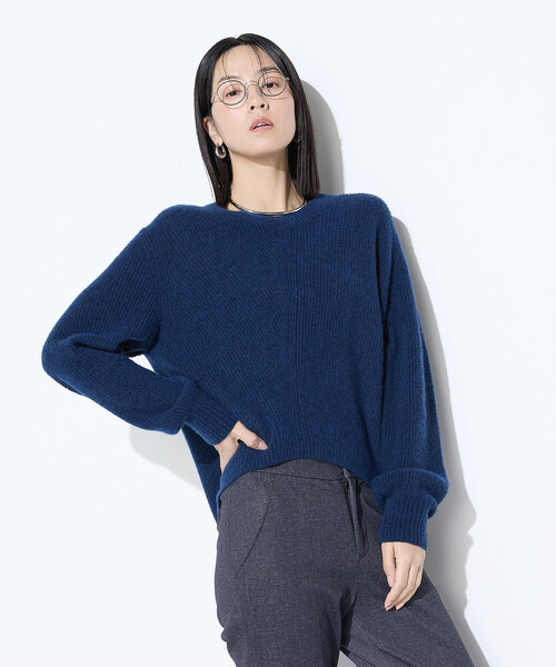 Gabardine K.T（ギャバジンケーティー）の「ウールタムヤーン  マシュマロニット（ニット/セーター・レディース・ブルー/キナリ/ネイビー/グレー・9号）」の4枚目の写真